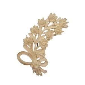 VTG Brooch White Painted Carved Celluloid Mid Century Romantic Stmt Fall Harvest